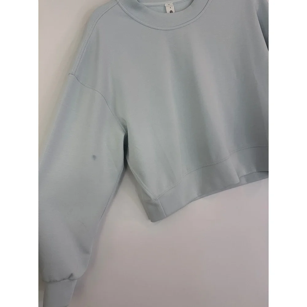 Lululemon Softstreme Perfectly Oversized Cropped Crew 4 Sheer Blue W3GL9S - Picture 7 of 13
